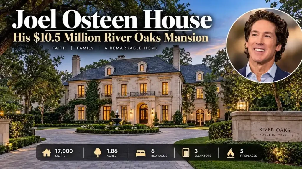Joel Osteen House featuring his reported $10.5 million River Oaks mansion in Houston, Texas