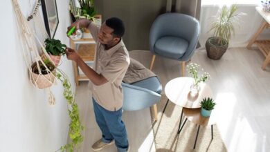 Sustainable home decor featuring natural materials like bamboo, rattan, and recycled decor items in an eco-friendly living room