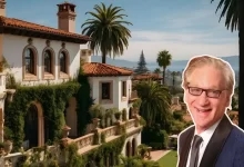 Bill Maher House exterior showcasing its Mediterranean architecture, lush landscaping, and inviting entrance in Beverly Hills.