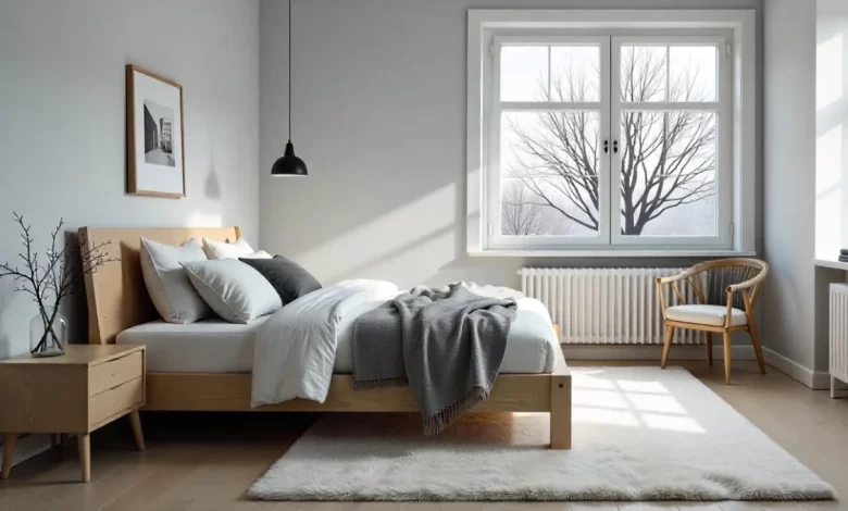 10 Aesthetic Bedroom Ideas for Small Room Makeovers: Trends, Tips, and Transformative Designs - Home Decor | HomeImprovementGeek Aesthetic Bedroom Ideas featuring a minimalist bedroom with light wood furniture, cozy layered bedding, and soft natural light.