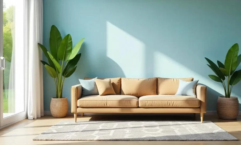 10 Blue and Brown Living Room Ideas for a Cozy 2025 Makeover - Home Decor | HomeImprovementGeek Elegant blue and brown living room featuring a blue accent wall, beige sofa, wooden coffee table, and stylish décor, showcasing Blue and Brown Living Room Ideas.