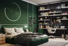 Emerald Green Bedroom Ideas: luxury headboard, gold accents, and statement wall design inspiration.