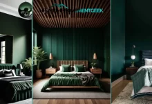 sage green color bedroom ideas with white bedding and natural wood furniture creating peaceful atmosphere