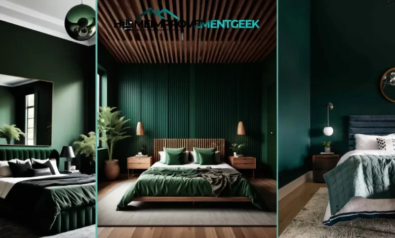 10 Inspiring Green Color Bedroom Ideas: Transform Your Space in 2025 - Home Decor | HomeImprovementGeek Green Color Bedroom Ideas - Modern pistachio walls with gold accents creating tranquil sleeping space design for 2025.