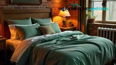 Sage Green Bedding Ideas showcasing layered textures in a bright, contemporary bedroom retreat design.