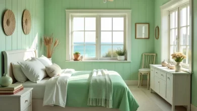 Cozy bedroom with sage green walls, soft bedding, and natural light, perfectly illustrating Sage Green Bedroom Ideas for a serene and inviting retreat.