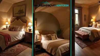 Cellar Bedroom Ideas: Modern basement bedroom with stylish textiles, strategic lighting, and moisture-resistant materials.