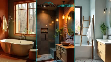 Eclectic Bathroom Ideas: Emerald tiles, brass fixtures, vintage mirror and modern shower in stylish 2025 design.