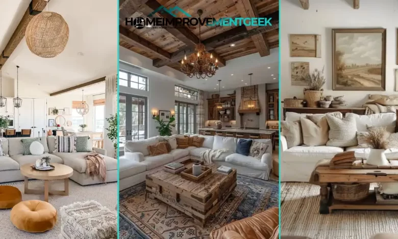 11 Stunning Western Living Room Ideas for a Stylish Home in 2025 - Home Decor | HomeImprovementGeek Western Living Room Ideas - Cozy leather sofa with earthy tones and natural wood elements for rustic elegance.