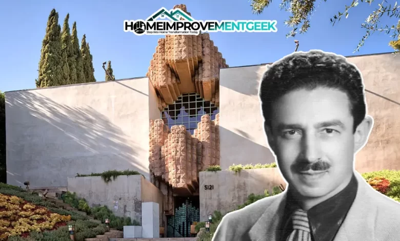 George Hodel House: The Dark Secrets Behind LA's Most Notorious Celebrity Mansion - Luxury Real Estate | HomeImprovementGeek The George Hodel House, also known as the Sowden House, with a portrait of George Hodel, highlighting the home’s eerie legacy and bold architecture.
