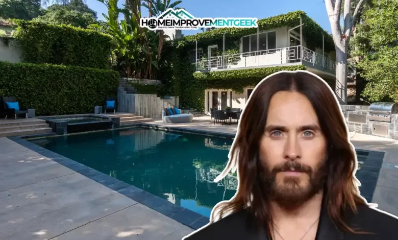 Jared Leto House: Discover the Notable Lookout Home in 2025 - Luxury Real Estate | HomeImprovementGeek Front view of the Jared Leto House, a striking Hollywood Hills mansion surrounded by lush gardens and modern architectural details.