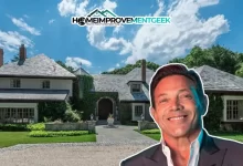 Front view of the stunning Jordan Belfort House, a grand Long Island mansion featured in The Wolf of Wall Street.