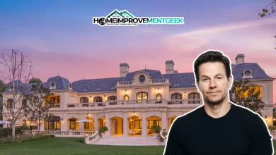 Aerial view of the Mark Wahlberg House in Beverly Park, showcasing its grand French-inspired architecture, lush grounds, and luxury amenities.