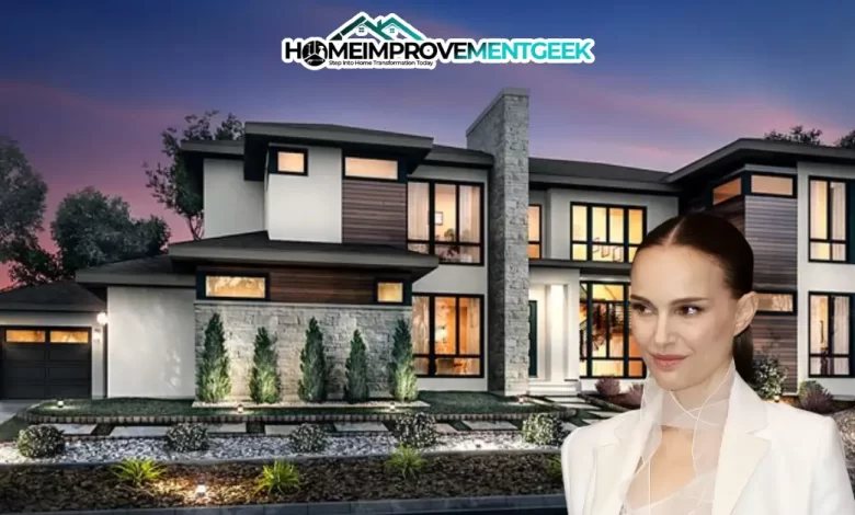 Luxurious $3.25 Million Natalie Portman House in Los Feliz, California - Luxury Real Estate | HomeImprovementGeek Natalie Portman House features a stunning modern two-story home with large windows, elegant landscaping, and contemporary architectural design.