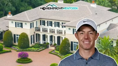 Aerial view of Rory McIlroy house in Jupiter, Florida - his $18.3 million luxury mansion featuring elegant landscaping and circular driveway in the exclusive Bear's Club community