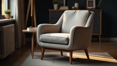 SN 503930563070 Ashley chair in neutral beige upholstery featuring solid wood frame and plush cushioning in modern living room