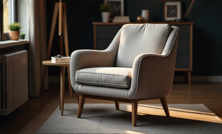 SN 503930563070 Ashley chair in neutral beige upholstery featuring solid wood frame and plush cushioning in modern living room