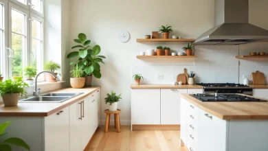 Modern organized home interior showing DrHomey handy tips with clean kitchen storage solutions and efficient home organization systems