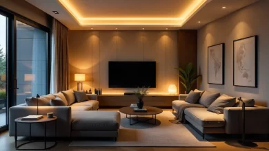Modern home interior showing lighting solutions for every home lumolog with layered LED fixtures and ambient lighting setup