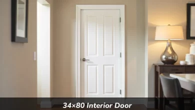 34×80 Interior Door installed in home hallway showing standard width and height with brushed nickel hardware