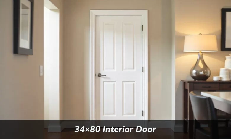 34×80 Interior Door installed in home hallway showing standard width and height with brushed nickel hardware
