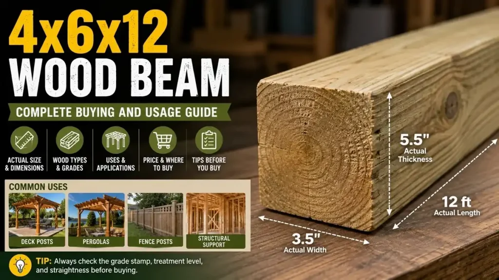 4x6x12 wood beam showing actual dimensions, common uses, grades, treatment options, and buying considerations.