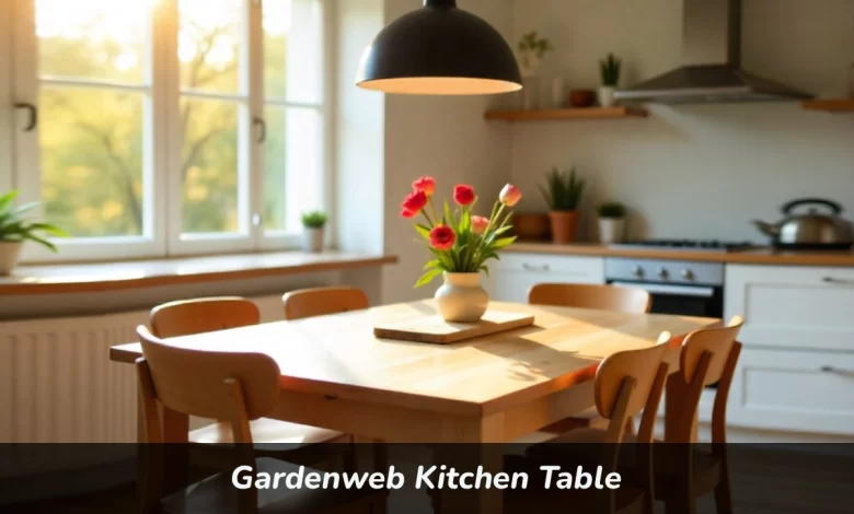 Gardenweb Kitchen Table in modern home with wooden chairs and natural light showing dining space setup
