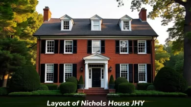 Layout of Nichols House JHY showing Georgian architecture at Johns Hopkins University with symmetrical facade and classic design