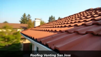 Roofing venting San Jose installation showing ridge vents and soffit vents on residential home roof for proper attic ventilation