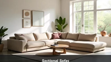 sectional sofas in modern living room showing L-shaped configuration with modular pieces
