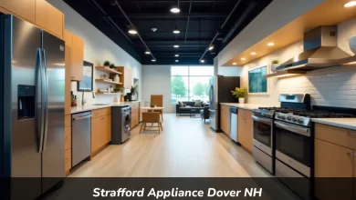 Strafford Appliance Dover NH showroom with kitchen appliances and refrigerators on display