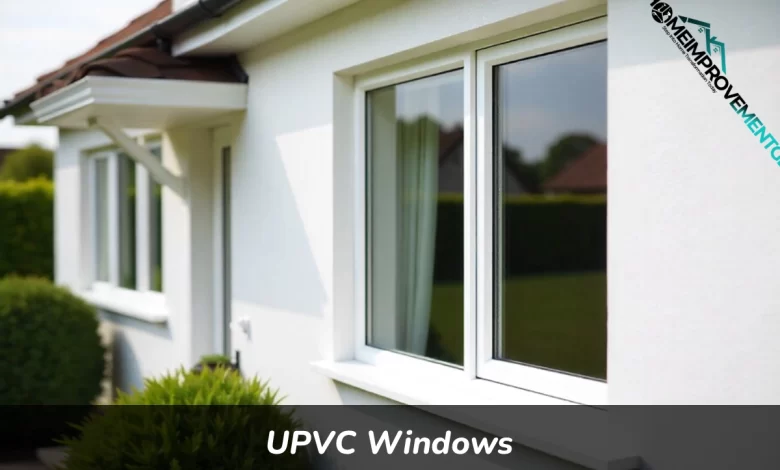 Modern white UPVC windows installed on residential home exterior showing double glazed energy efficient design