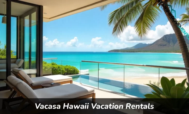 Vacasa Hawaii vacation rental beachfront property with ocean view and palm trees on Maui island