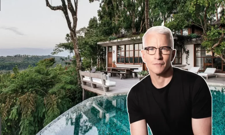 Anderson Cooper Brazilian house exterior with free-form pool and tropical trees