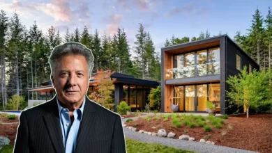 Dustin Hoffman Home exterior Los Angeles mansion with pool and tennis court