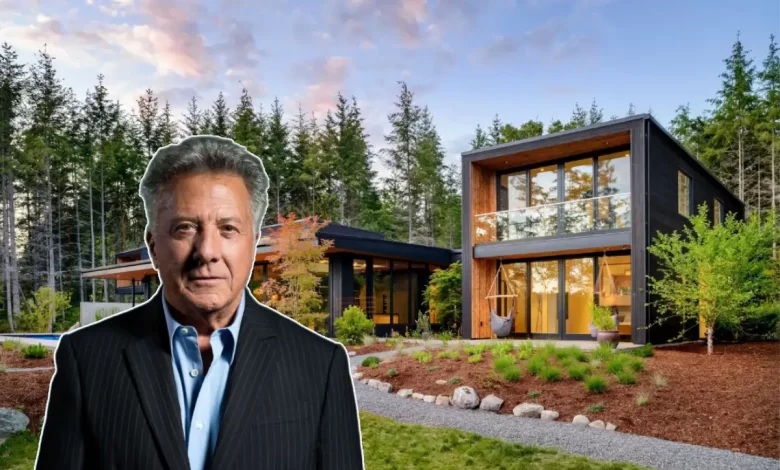 Dustin Hoffman Home exterior Los Angeles mansion with pool and tennis court