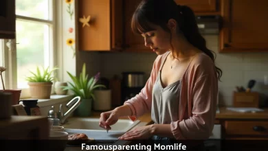 Celebrity mother experiencing famousparenting momlife while balancing children care and public attention