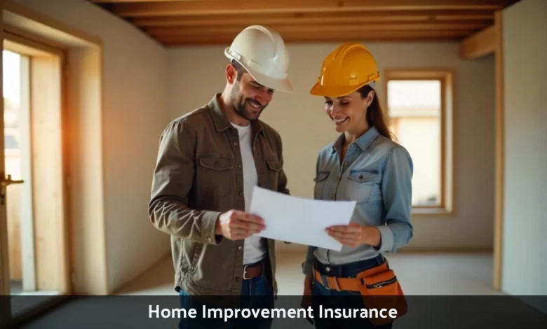 Homeowner reviewing home improvement insurance policy with contractor before starting renovation project