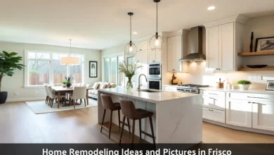 Home Remodeling Ideas and Pictures in Frisco kitchen with white cabinets and open layout