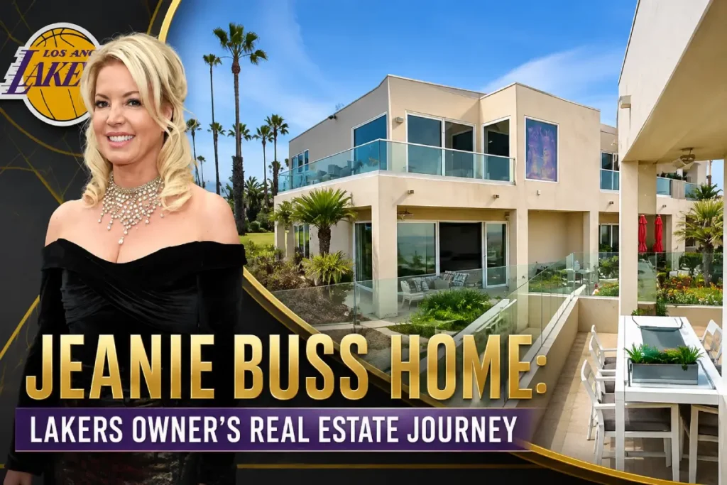 Jeanie Buss home with glass balconies and palm trees
