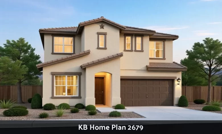 KB Home Plan 2679 two story house exterior with four bedrooms and open floor plan in Henderson Nevada community