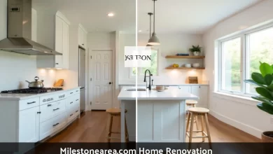 Modern home renovation project showing updated kitchen and living space with milestonearea.com planning guide