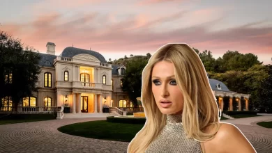 Paris Hilton House Beverly Park mansion exterior with pool and landscaped grounds