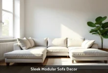 Sleek modular sofa decor in modern living room with L-shaped configuration and neutral colors