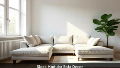 Sleek modular sofa decor in modern living room with L-shaped configuration and neutral colors