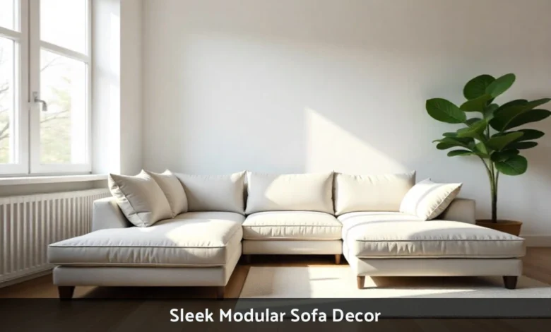 Sleek modular sofa decor in modern living room with L-shaped configuration and neutral colors
