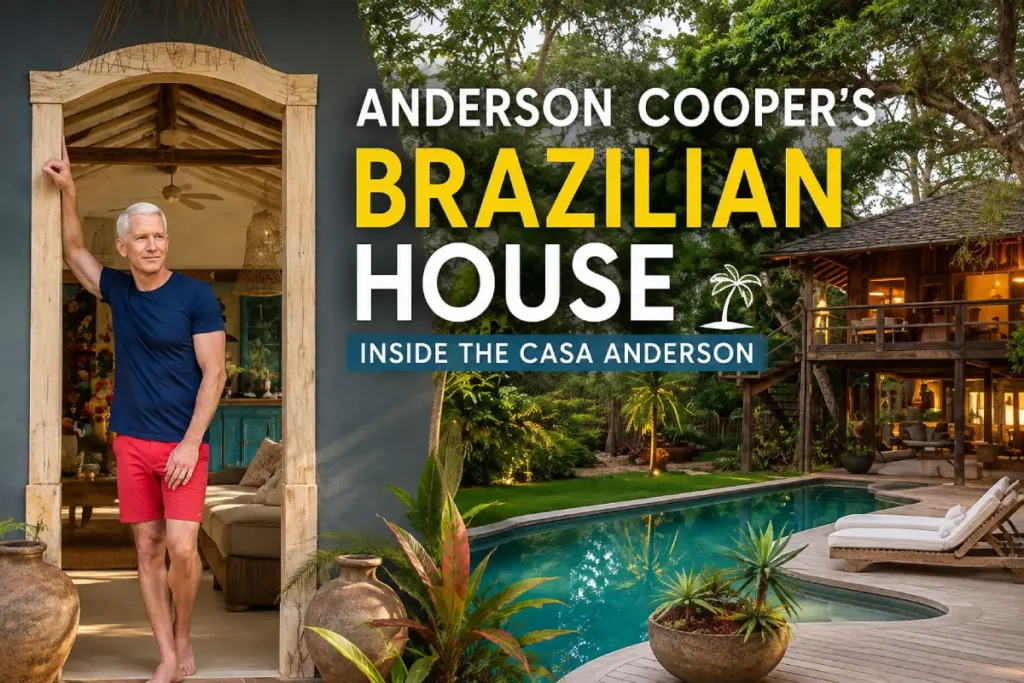 Anderson Cooper Brazilian house with tropical pool and wood interiors
