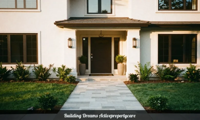 Building Dreams Activepropertycare home transformation showing modern house exterior with professional maintenance and landscape design