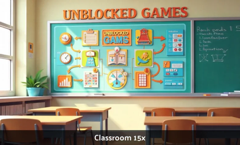Student playing Classroom 15x unblocked games on school Chromebook during break time