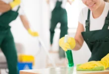 Professional trusted cleaning service worker cleaning home interior with quality tools and attention to detail